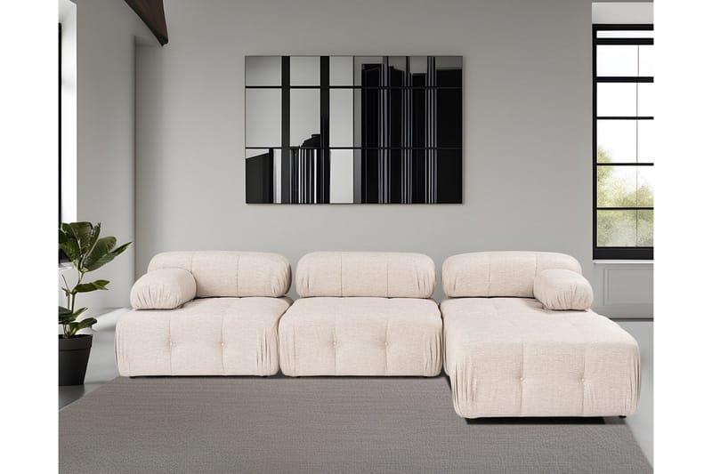 Belgin Bubblig Hörnsoffa 3-sits med utfällbara armstöd och ryggstöd - Ljusbrun - Möbler - Soffa - Modulsoffa - Komplett modulsoffa