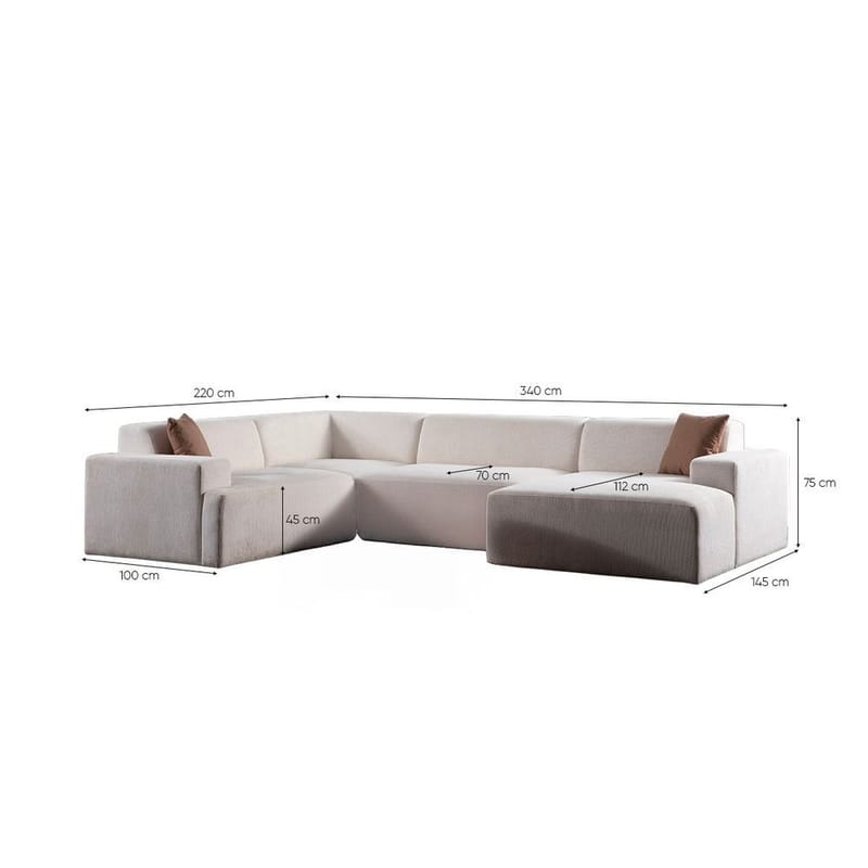 Branorin 5-sits Hörnsoffa med Divan - Brun/Vit - Möbler - Soffa - Hörnsoffa - Hörnsoffa med divan