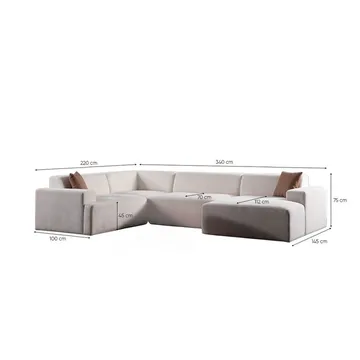 Branorin 5-sits Hörnsoffa med Divan - Brun/Vit - Möbler - Soffa - Modulsoffa - Komplett modulsoffa