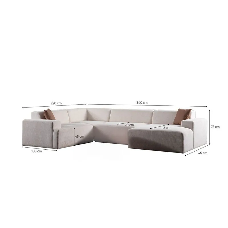 Branorin 5-sits Hörnsoffa med Divan - Brun/Vit - Möbler - Soffa - Modulsoffa - Komplett modulsoffa