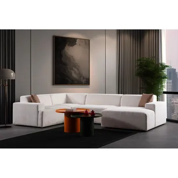 Branorin 5-sits Hörnsoffa med Divan - Brun/Vit - Möbler - Soffa - Modulsoffa - Komplett modulsoffa