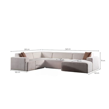 Branorin 5-sits Hörnsoffa med Divan - Brun/Vit - Möbler - Soffa - Hörnsoffa - Hörnsoffa med divan