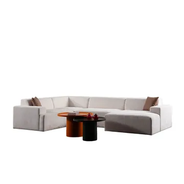 Branorin 5-sits Hörnsoffa med Divan - Brun/Vit - Möbler - Soffa - Modulsoffa - Komplett modulsoffa