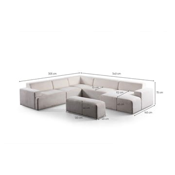 Branorin 6-sits Hörnsoffa med Divan - Krämvit - Möbler - Soffa - Hörnsoffa - Hörnsoffa med divan