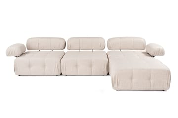 Bubblig Hörnsoffa Belgin 3-sits med utfällbara armstöd och ryggstöd - Ljusbrun - Möbler - Soffa - Divansoffa & schäslongsoffa - 4 sits soffa med divan