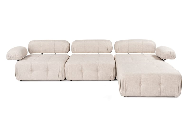 Bubblig Hörnsoffa Belgin 3-sits med utfällbara armstöd och ryggstöd - Ljusbrun - Möbler - Soffa - Divansoffa & schäslongsoffa - 4 sits soffa med divan