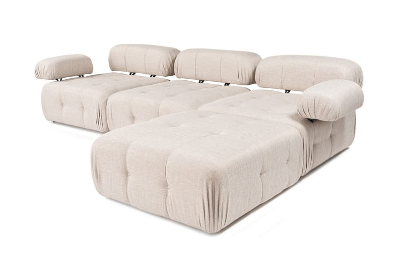 Bubblig Hörnsoffa Belgin 3-sits med utfällbara armstöd och ryggstöd - Ljusbrun - Möbler - Soffa - Divansoffa & schäslongsoffa - 4 sits soffa med divan