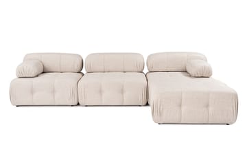 Bubblig Hörnsoffa Belgin 3-sits med utfällbara armstöd och ryggstöd - Ljusbrun - Möbler - Soffa - Divansoffa & schäslongsoffa - 4 sits soffa med divan