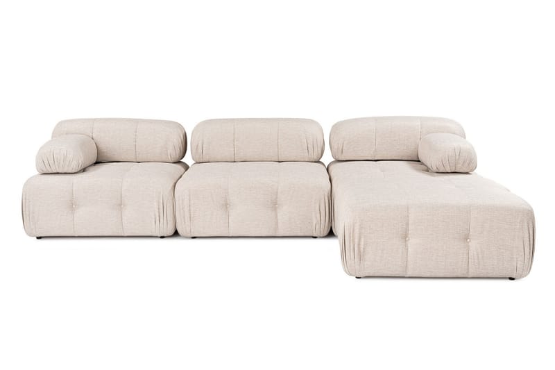 Bubblig Hörnsoffa Belgin 3-sits med utfällbara armstöd och ryggstöd - Ljusbrun - Möbler - Soffa - Divansoffa & schäslongsoffa - 4 sits soffa med divan