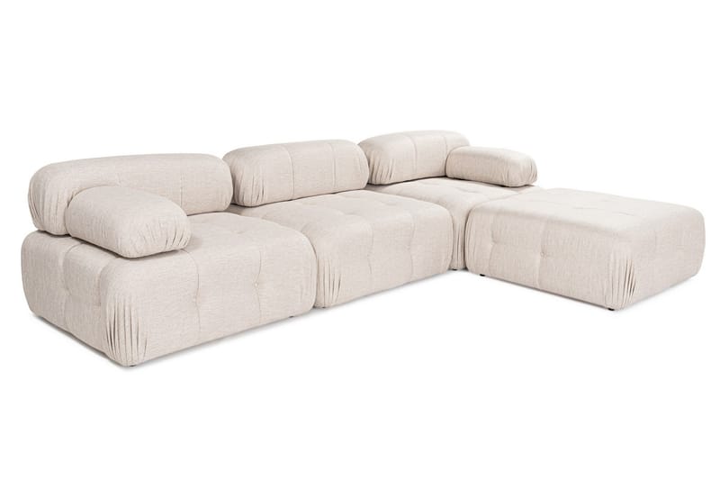 Bubblig Hörnsoffa Belgin 3-sits med utfällbara armstöd och ryggstöd - Ljusbrun - Möbler - Soffa - Divansoffa & schäslongsoffa - 4 sits soffa med divan