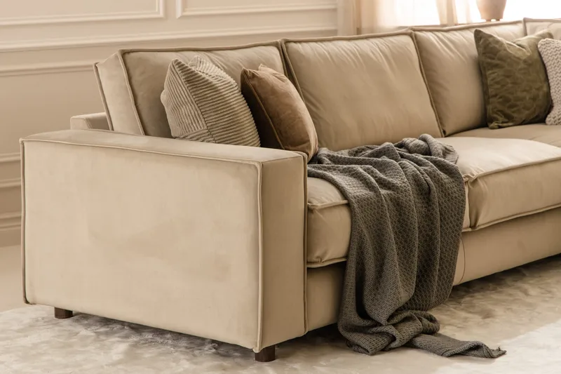 Cloudia Hörnsoffa Sammet - Beige - Möbler - Soffa - Hörnsoffa