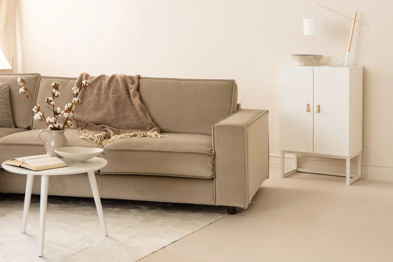 Cloudia Hörnsoffa Sammet - Beige - Möbler - Soffa - Hörnsoffa