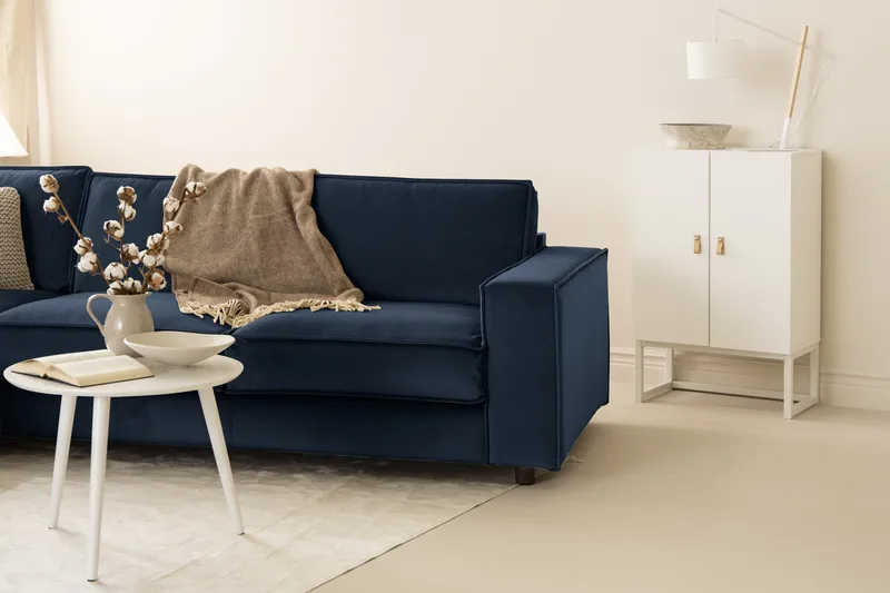 Cloudia Hörnsoffa Sammet - Blå - Möbler - Soffa - Hörnsoffa