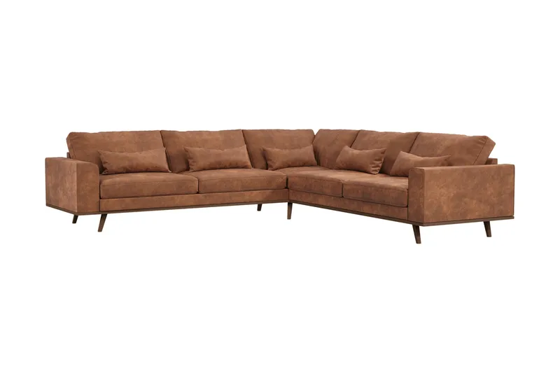 Copenhagen 6-sits L-formad Hörnsoffa i Konstläder - Brun - Möbler - Soffa - Hörnsoffa