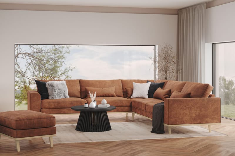 Copenhagen 6-sits L-formad Hörnsoffa i Konstläder - Brun - Möbler - Soffa - Hörnsoffa