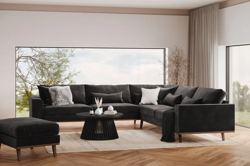 Copenhagen 6-sits L-formad Hörnsoffa i Sammet - Mörkgrå - Möbler - Soffa - Hörnsoffa