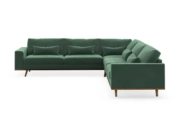 Copenhagen 6-sits L-formad Hörnsoffa i Sammet - Mörkgrön - Möbler - Soffa - Hörnsoffa