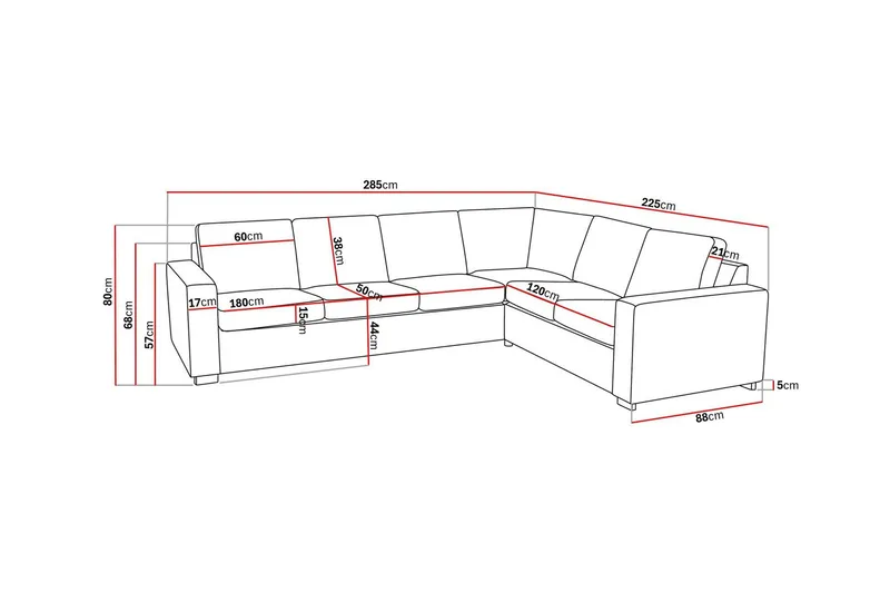 Crazy 5-sits Vändbar L-formad Large Hörnsoffa i Konstläder - Svart - Möbler - Soffa - Skinnsoffa
