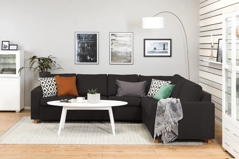 Crazy 5-sits Vändbar L-formad Large Hörnsoffa i Tyg - Antracit - Möbler - Soffa - Hörnsoffa