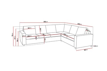 Crazy 5-sits Vändbar L-formad Large Hörnsoffa i Tyg - Antracit - Möbler - Soffa - Hörnsoffa