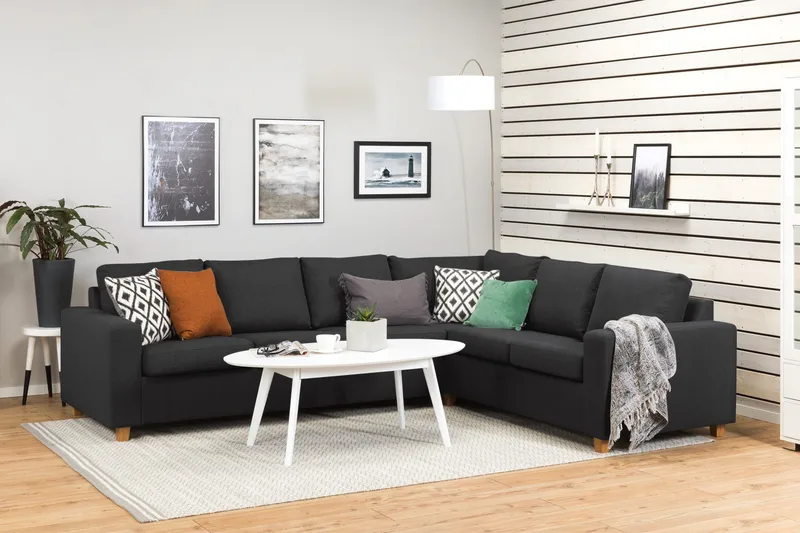 Crazy 5-sits Vändbar L-formad Large Hörnsoffa i Tyg - Antracit - Möbler - Soffa - Hörnsoffa