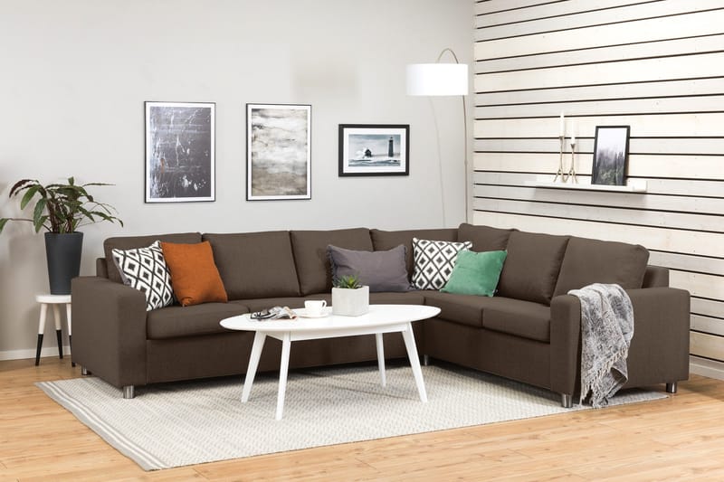 Crazy 5-sits Vändbar L-formad Large Hörnsoffa i Tyg - Brun - Möbler - Soffa - Hörnsoffa