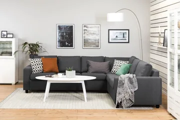 Crazy 5-sits Vändbar L-formad Large Hörnsoffa i Tyg - Mörkgrå - Möbler - Soffa - Hörnsoffa