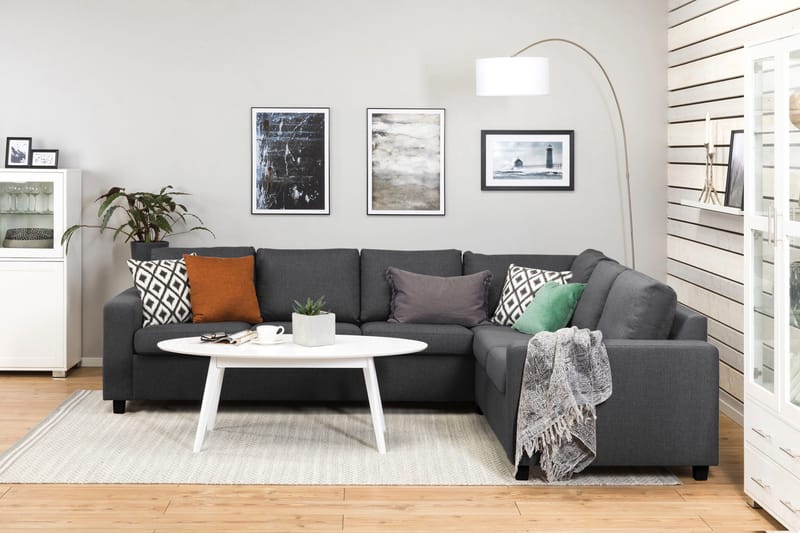 Crazy 5-sits Vändbar L-formad Large Hörnsoffa i Tyg - Mörkgrå - Möbler - Soffa - Hörnsoffa