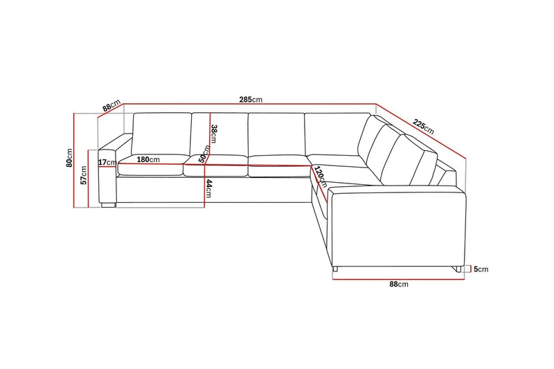 Crazy 5-sits Vändbar L-formad Large Hörnsoffa i Tyg - Mörkgrå - Möbler - Soffa - Hörnsoffa