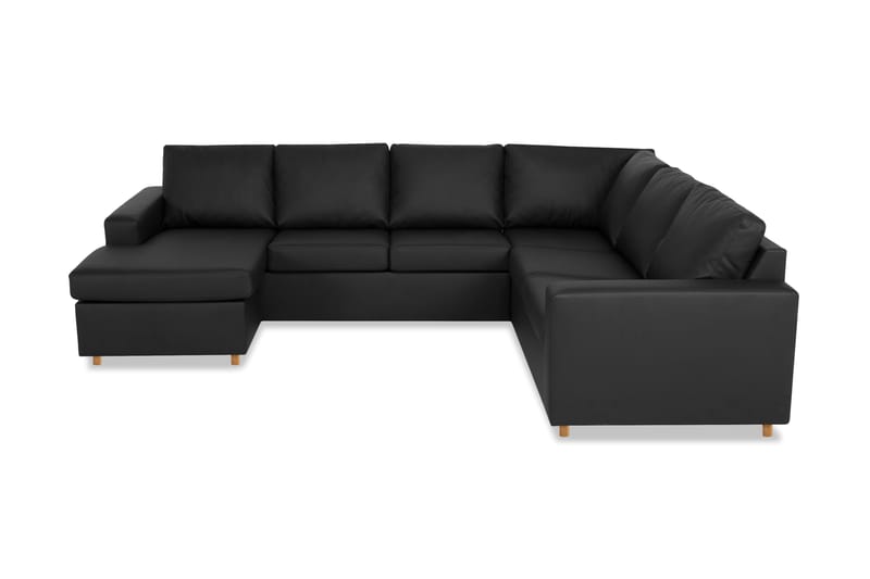 Crazy 5-sits Vänstervänd U-formad Hörnsoffa med divan i Konstläder - Svart - Möbler - Soffa - Hörnsoffa - Hörnsoffa med divan