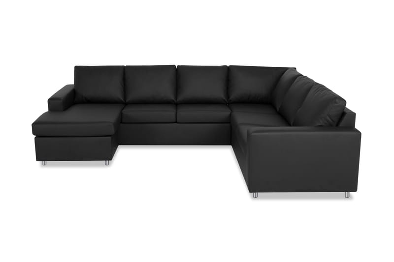 Crazy 5-sits Vänstervänd U-formad Hörnsoffa med divan i Konstläder - Svart - Möbler - Soffa - Hörnsoffa - Hörnsoffa med divan