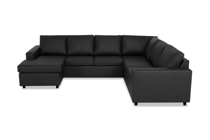 Crazy 5-sits Vänstervänd U-formad Hörnsoffa med divan i Konstläder - Svart - Möbler - Soffa - Hörnsoffa - Hörnsoffa med divan