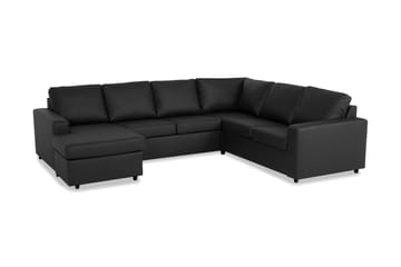 Crazy 5-sits Vänstervänd U-formad Hörnsoffa med divan i Konstläder - Svart - Möbler - Soffa - Hörnsoffa - Hörnsoffa med divan