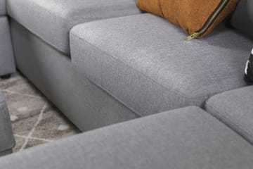 Crazy 5-sits Vänstervänd U-formad Hörnsoffa med divan i Tyg - Grå - Möbler - Soffa - Hörnsoffa - Hörnsoffa med divan