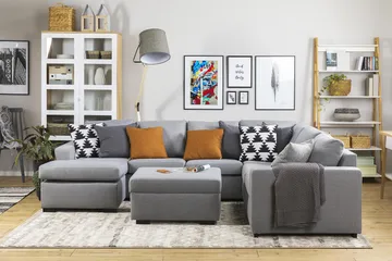 Crazy 5-sits Vänstervänd U-formad Hörnsoffa med divan i Tyg - Grå - Möbler - Soffa - Hörnsoffa