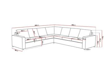 Crazy 6-sits Vändbar L-formad X-Large Hörnsoffa i Tyg - Antracit - Möbler - Soffa - Hörnsoffa