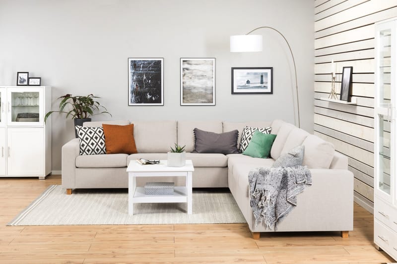 Crazy 6-sits Vändbar L-formad X-Large Hörnsoffa i Tyg - Beige - Möbler - Soffa - Hörnsoffa