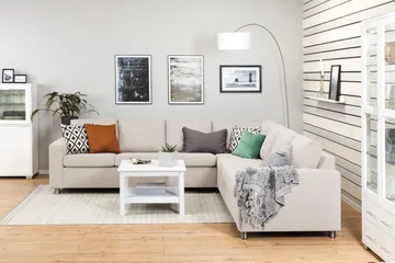 Crazy 6-sits Vändbar L-formad X-Large Hörnsoffa i Tyg - Beige - Möbler - Soffa - Hörnsoffa