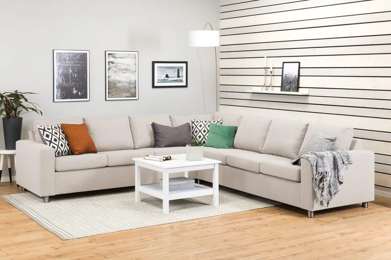 Crazy 6-sits Vändbar L-formad X-Large Hörnsoffa i Tyg - Beige - Möbler - Soffa - Hörnsoffa