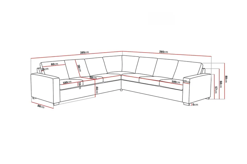 Crazy 6-sits Vändbar L-formad X-Large Hörnsoffa i Tyg - Bl å - Möbler - Soffa - Hörnsoffa
