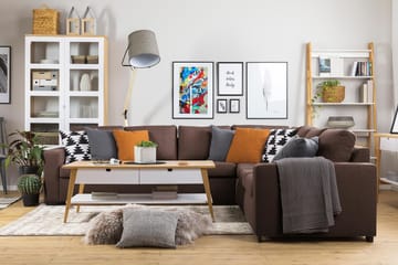 Crazy 6-sits Vändbar L-formad X-Large Hörnsoffa i Tyg - Brun - Möbler - Soffa - Hörnsoffa