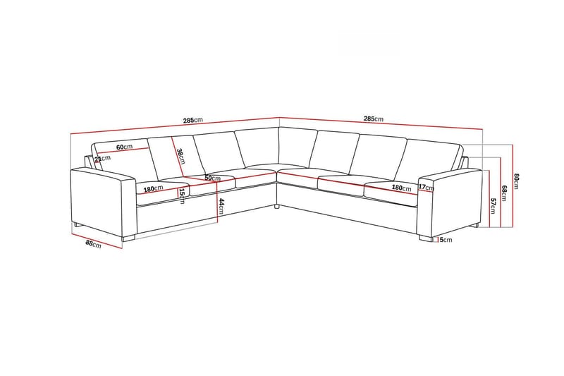 Crazy 6-sits Vändbar L-formad X-Large Hörnsoffa i Tyg - Brun - Möbler - Soffa - Hörnsoffa