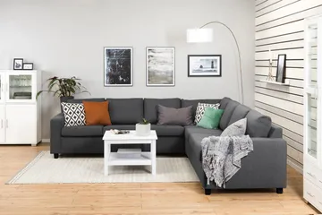 Crazy 6-sits Vändbar L-formad X-Large Hörnsoffa i Tyg - Mörkgrå - Möbler - Soffa - Hörnsoffa