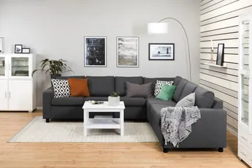 Crazy 6-sits Vändbar L-formad X-Large Hörnsoffa i Tyg - Mörkgrå - Möbler - Soffa - Hörnsoffa