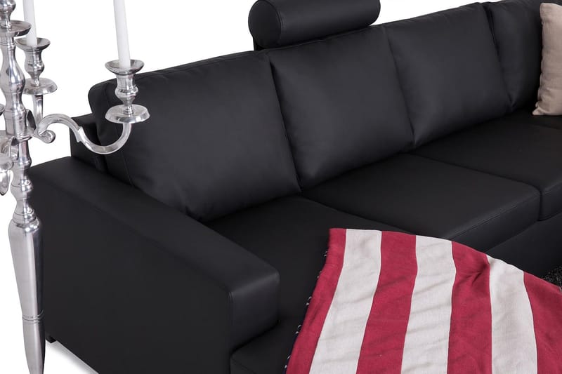 Crazy 6-sits Vänstervänd U-formad Large Hörnsoffa med divan i Konstläder - Svart - Möbler - Soffa - Hörnsoffa - Hörnsoffa med divan