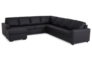 Crazy 6-sits Vänstervänd U-formad Large Hörnsoffa med divan i Konstläder - Svart - Möbler - Soffa - Hörnsoffa - Hörnsoffa med divan