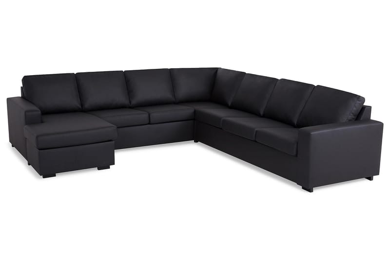 Crazy 6-sits Vänstervänd U-formad Large Hörnsoffa med divan i Konstläder - Svart - Möbler - Soffa - Hörnsoffa - Hörnsoffa med divan