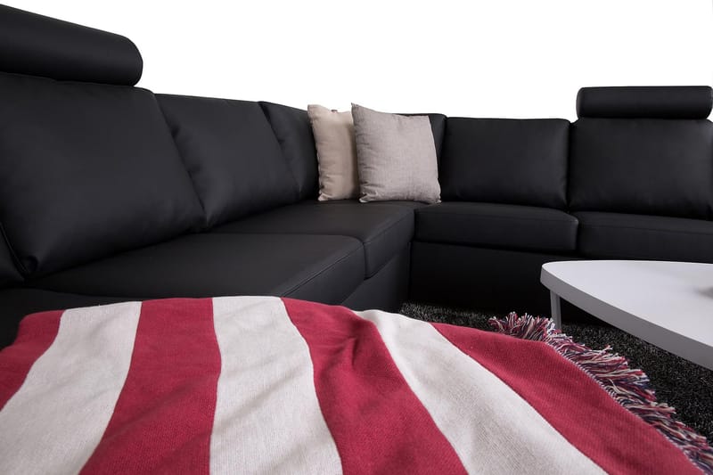 Crazy 6-sits Vänstervänd U-formad Large Hörnsoffa med divan i Konstläder - Svart - Möbler - Soffa - Hörnsoffa - Hörnsoffa med divan