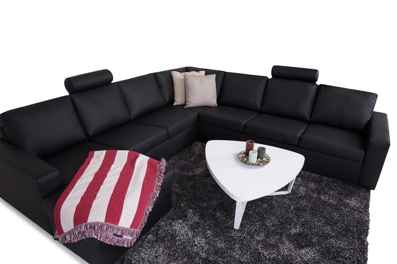 Crazy 6-sits Vänstervänd U-formad Large Hörnsoffa med divan i Konstläder - Svart - Möbler - Soffa - Hörnsoffa - Hörnsoffa med divan