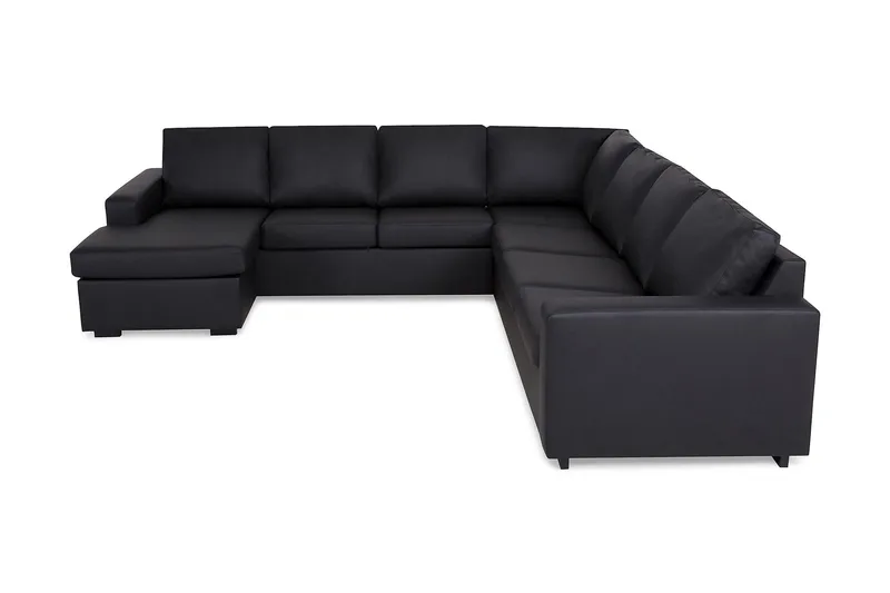 Crazy 6-sits Vänstervänd U-formad Large Hörnsoffa med divan i Konstläder, Svart